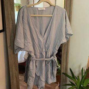 Blue and White Striped Romper